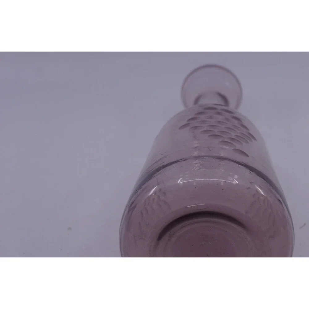 Pink Depression Glass Vase Etched Embossed Glass Grape Design
